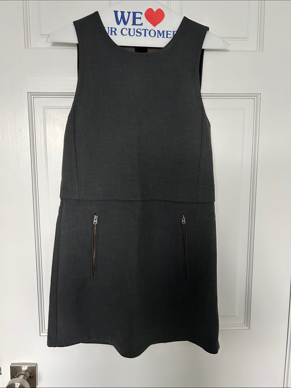 Aritzia Dark Charcoal Sleeveless Mini Dress with Front Zip Pockets